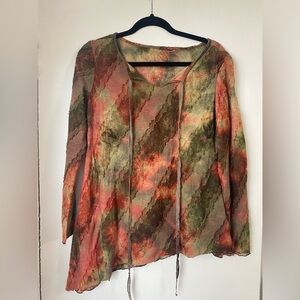 Asymmetrical Sheer Lace Detail Blouse